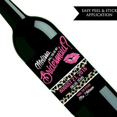Will you be my bridesmaid wine label - will you be my maid of honor - custom wine label - Thumbnail 4