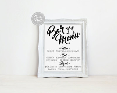 Printable wedding sign |Bar sign | Reception Sign