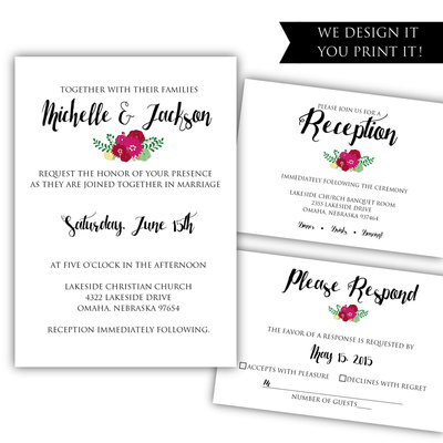 Printable wedding invitation - wedding invitation - shabby chic wedding invitation - rustic wedding invitations
