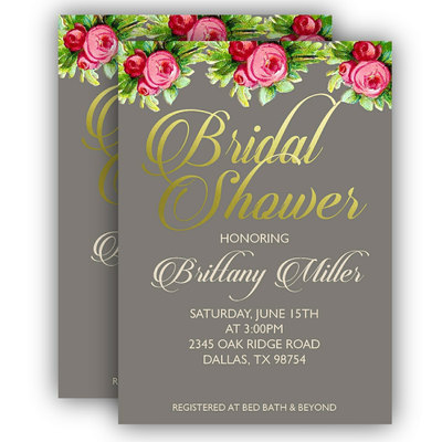 Bridal shower invitation - rustic bridal shower invitation - floral chic bridal shower invitation
