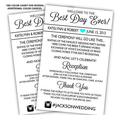 Printable Wedding Program - DIY Wedding Program - Wedding Program Best Day Ever