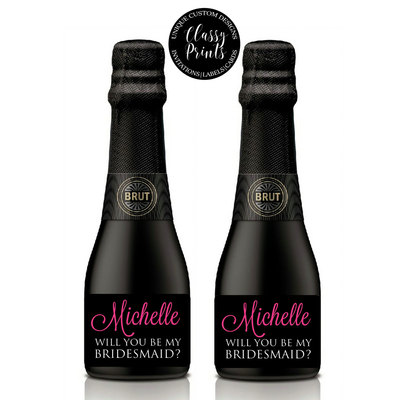 Will you be my maid of honor mini champagne labels - will you be my bridesmaid - custom wine label- bridesmaid gift - Thumbnail 3
