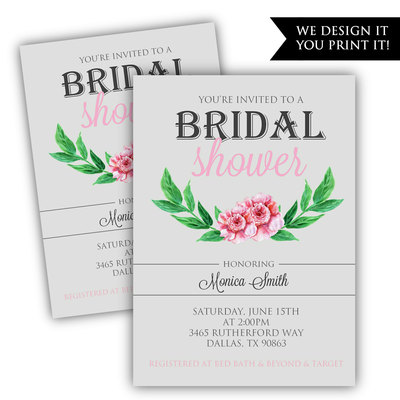 Bridal shower invitation - rustic bridal shower invitation - floral  bridal shower invitation