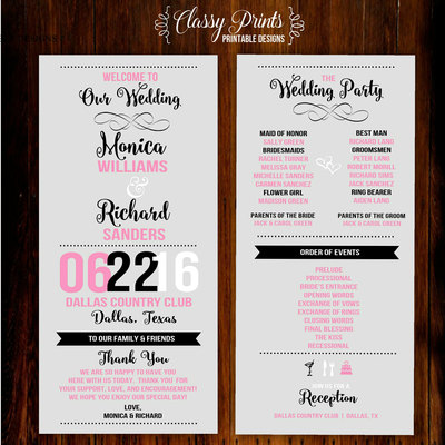 Printable Wedding Program - Wedding Program - DIY Wedding Program