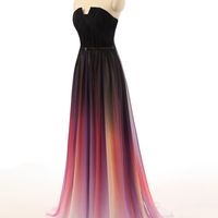 Gradient prom dresses, long prom dresses, unique prom dresses, chiffon prom dresses, cheap prom dresses, evening dress, PD15317 - Thumbnail 2