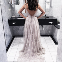 Lace prom dresses, long prom dresses, off shoulder prom dress, pretty prom dress, unique prom dress, prom dress 2016, PD15379 - Thumbnail 1