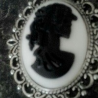Sterling Silver White & Black Gothic Lolita Skull Cameo Necklace - Thumbnail 1