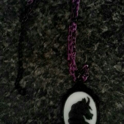 Black unicorn large cameo pendant necklace