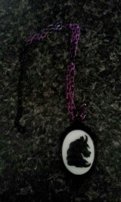 Black unicorn large cameo pendant necklace