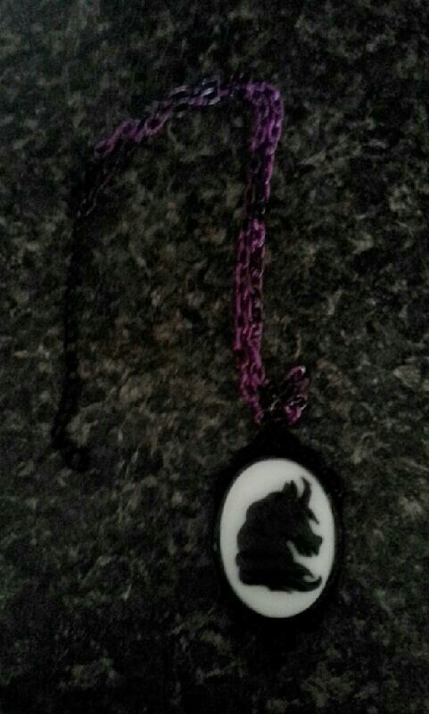 Black Unicorn Large Cameo Pendant Necklace