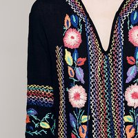 SUMMER EUROPEAN FASHION FLORAL EMBROIDERED BEACH DRESS - Thumbnail 4