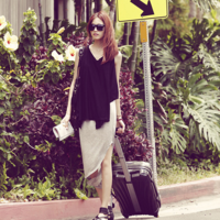 KOREAN FASHION TWO PIECES BLACK TANK GREY CASUAL DRESS - Thumbnail 1