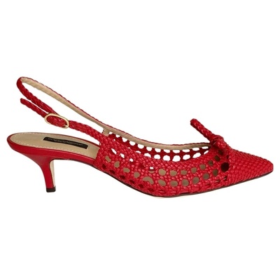 Dolce&gabbana rare red woven leather "bellucci" slingback