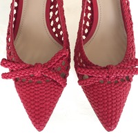 DOLCE&GABBANA Rare Red Woven Leather "Bellucci" Slingback - Thumbnail 1