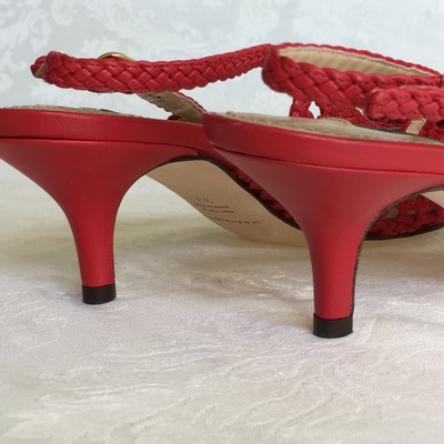 Dolce&gabbana rare red woven leather "bellucci" slingback