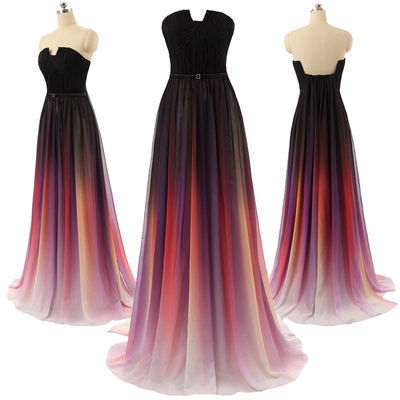 gradient prom dresses, long prom dresses, chiffon bridesmaid dresses, custom prom dress, cheap prom dresses,homecoming dress,PD160007