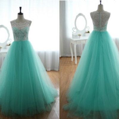 Custom lace and tulle wedding dress prom ball gown blue tulle party dress,pd160022 - Thumbnail 5