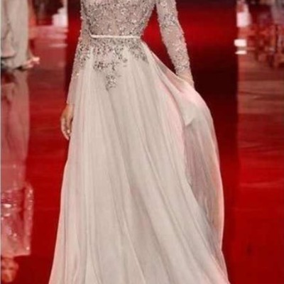 Charming long prom dress,chiffon prom dress,long seleve prom dress,a-line prom dress,long prom dress,brief prom dress,pd160024 - Thumbnail 3