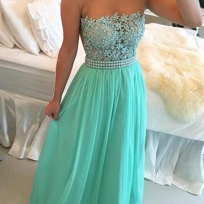 Chiffon evening dresses prom gowns lace and beads bodice pst0036