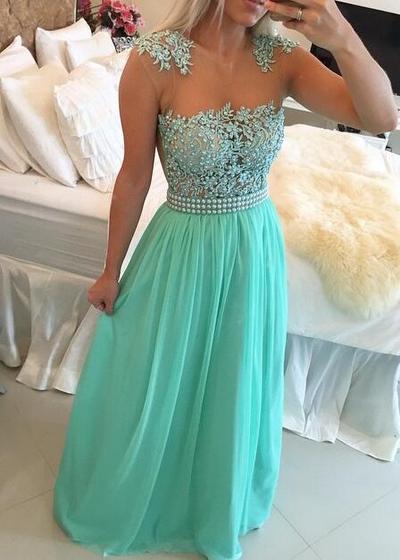 Chiffon Evening Dresses Prom Gowns Lace and Beads Bodice pst0036