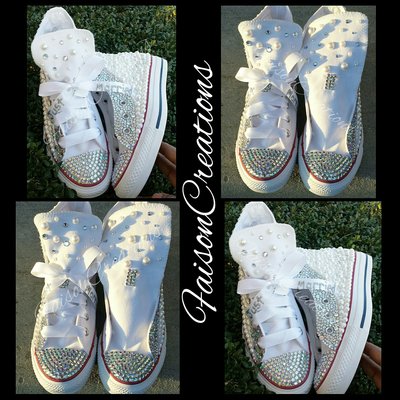 Adult "wedding themed" custom bling converse