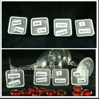 Square word play charm -  8 styles