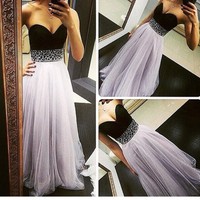 Sexy Strapless Long Prom Gowns Beaded Embellishments pst0062 - Thumbnail 1