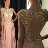 Pink Sexy Prom Dresses Beads Bodice pst0071 - Thumbnail 1