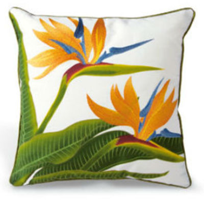 "bird of paradise" - cotton/twill embroidered pillow cover
