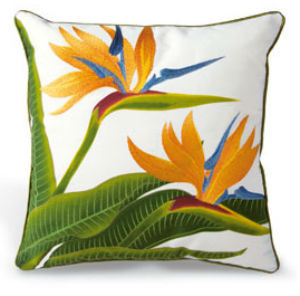 "BIRD OF PARADISE" - Cotton/TWILL Embroidered Pillow Cover