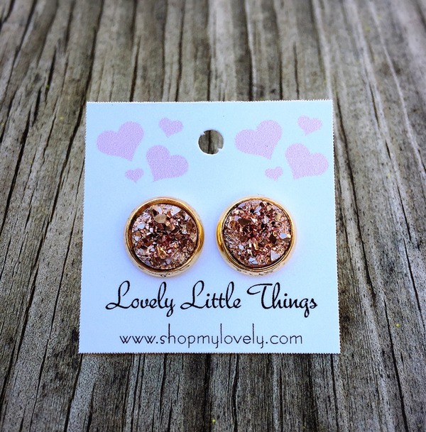 10mm Rose Gold Studs with Gold Setting