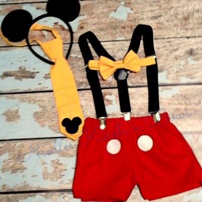 Boys mickey mouse cake smash outfit, 1st birthday outfit - Thumbnail 5