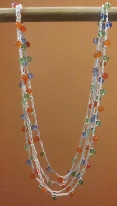 Double long beaded crochet necklace