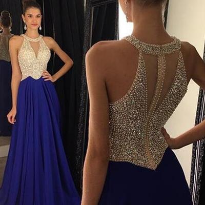 Halter v neckline floor length evening dresses prom gowns pst0100