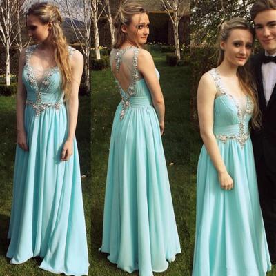 Light blue chiffon and applique homecoming dresses prom gowns pst0105