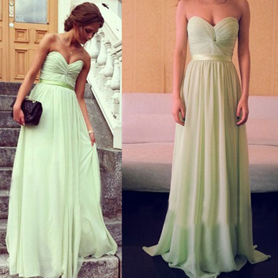 Strapless sage bridesmaid dresses prom gowns pst0156
