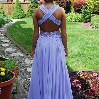 High quality exquisite beaded sexy backless long chiffon bridesmaid dress/floor length prom dress - Thumbnail 5
