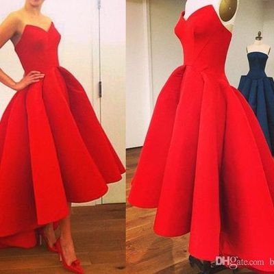 Red hi-lo celebrity prom dresses evening gowns pst0177