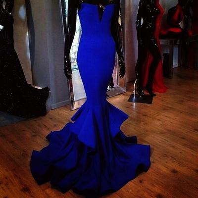 Royal elegant a line mermaid blue prom dress ,formal evening gown