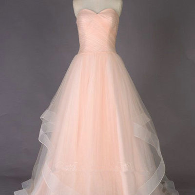 Soft pink floor length organza prom gowns evening dresses pst0205