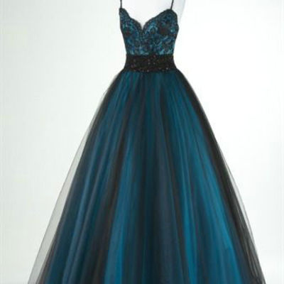 2016 black and turquoise ball gown lace bodice pst0211