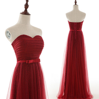 Burgundy Lace and Tulle 2016 Prom Dresses Lace Up Back pst0171 - Thumbnail 1