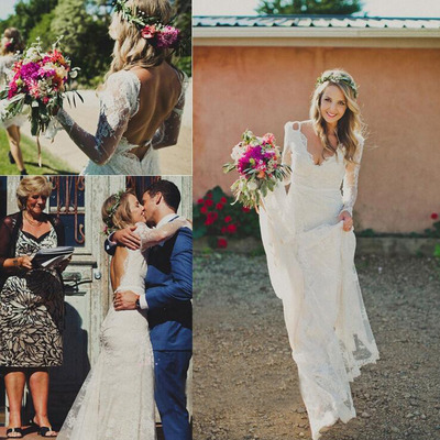 Wedding dress,wedding gown,long sleeves wedding dress,lace wedding dress,lace bridal gowns, long sleeves bridal gowns,plus size wedding brida,pd160070 - Thumbnail 3