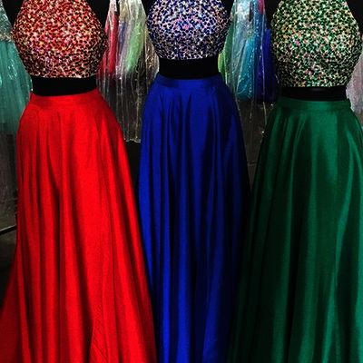 Two pieces prom dress, long prom dress, custom prom dress, charming prom dress, prom gown, evening dress, e4927 - Thumbnail 4