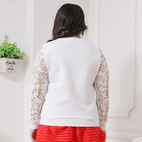 XL-4XL White Elegant Lace Long Sleeve Shirt SP165417 - Thumbnail 1