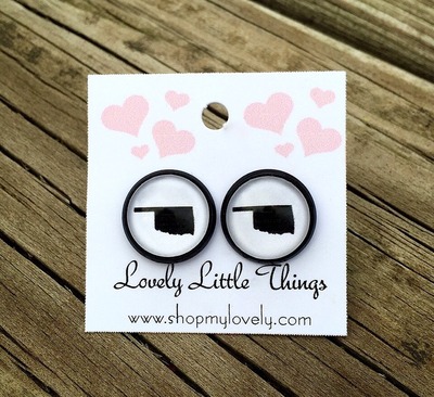 12mm Oklahoma Silhouette Studs with Black Setting 