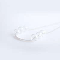 Sterling Silver Bar Glass Necklace NL1085 - Thumbnail 2