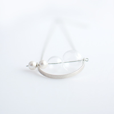 Metallic glass cotton pearl necklace nl1084