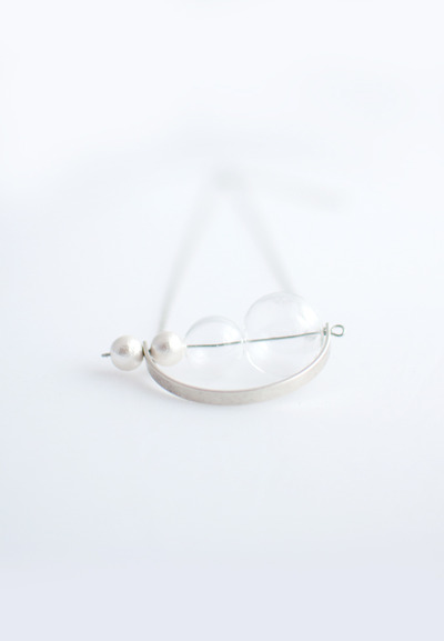 Metallic Glass Cotton Pearl Necklace NL1084