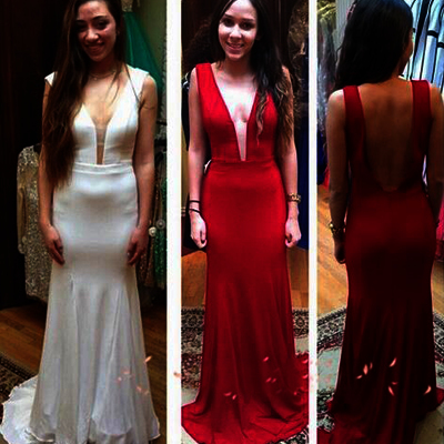 V-neck prom dress,prom dress, simple prom dress,floor length prom dress, a-line prom dress, tulle prom dress, bowknot prom dress,pd160079 - Thumbnail 3